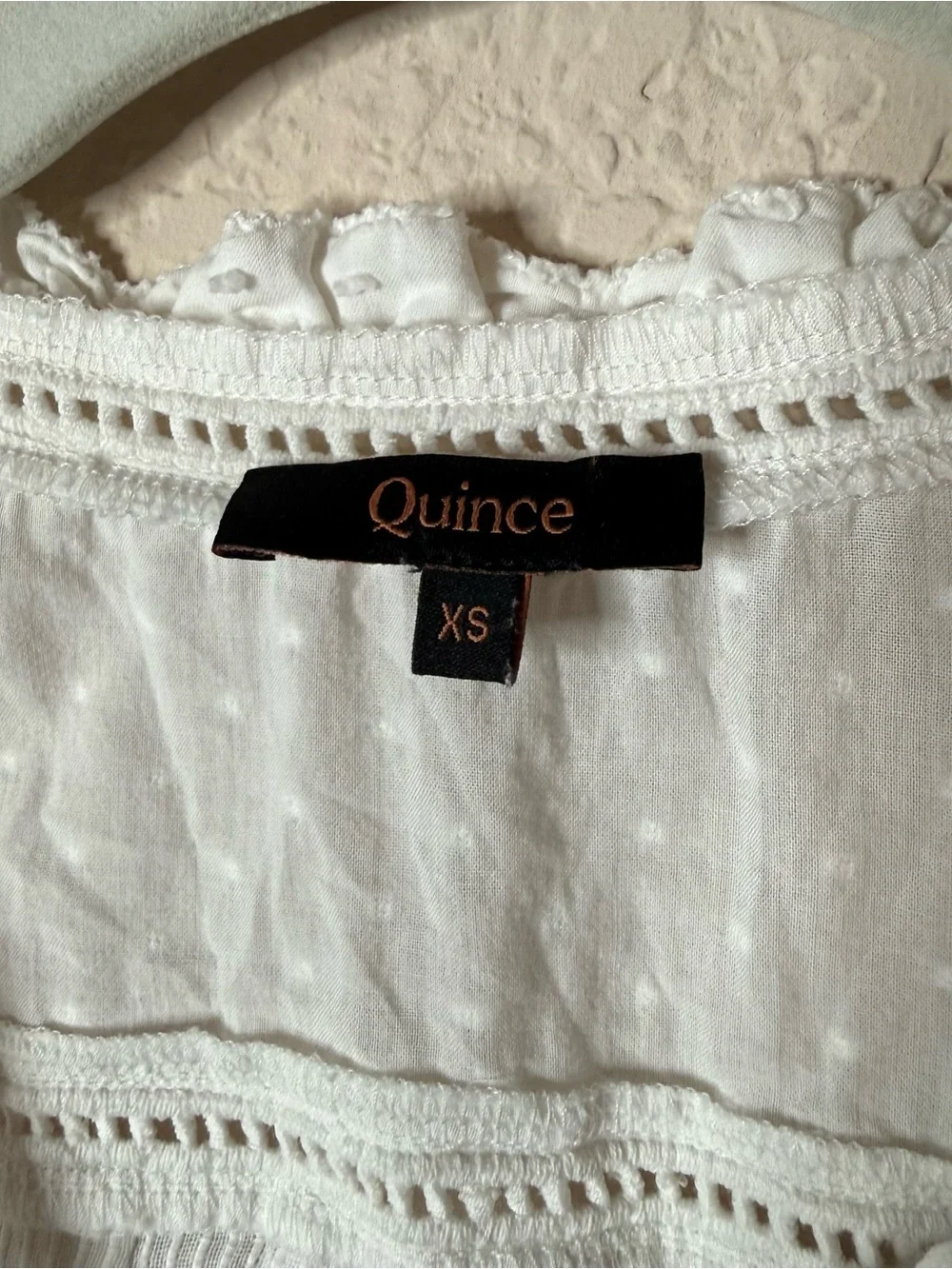 Quince Organic Cotton Textured Peasant Blouse Top Women's Size XS White